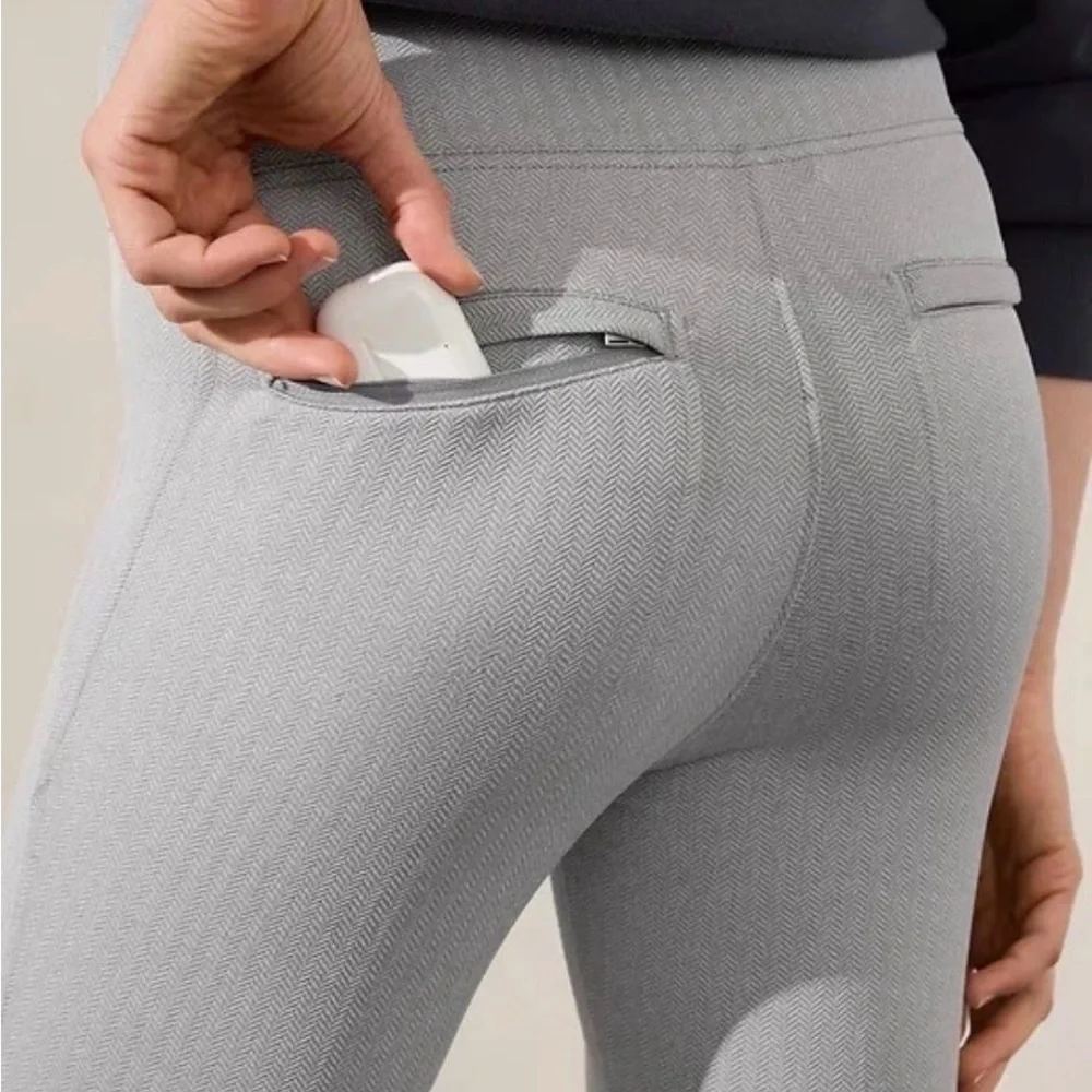 Athleta XS Delancey Skyline Herringbone Tight Leggings, Storm Cloud Gray NWT - Picture 2 of 9
